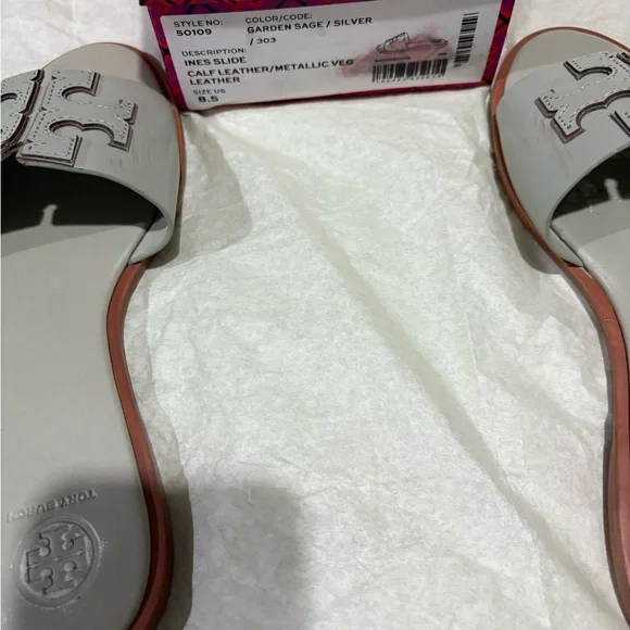 Tory Burch Light Gray Slide Sandals - Picture 11 of 11